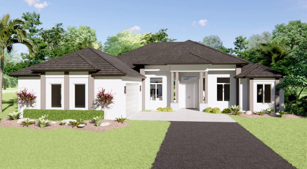 A rendering of the front of a house.