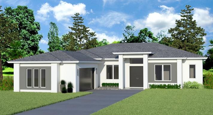 A rendering of the front of a house.