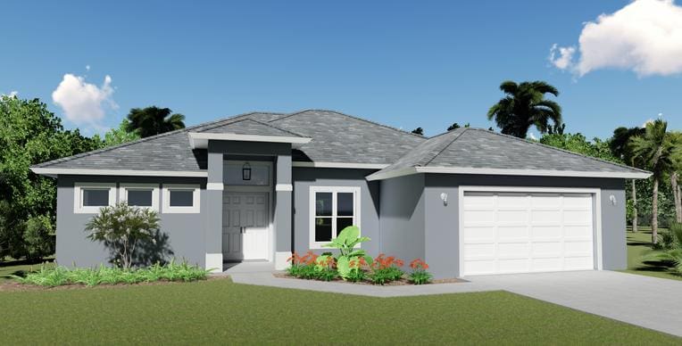 A rendering of the front of a house.