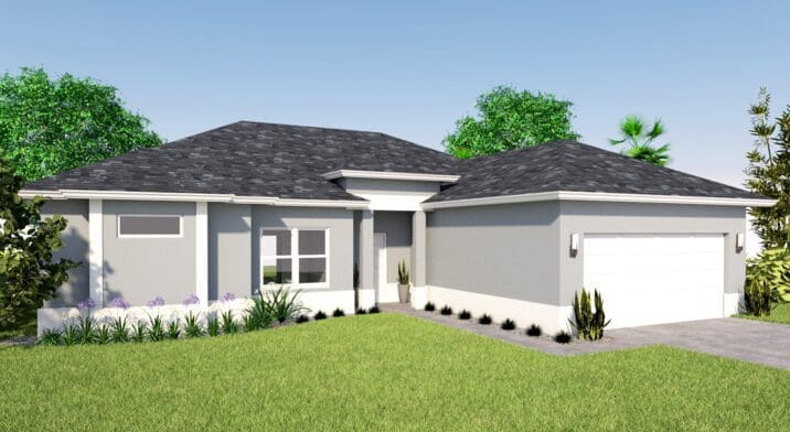 A rendering of the front of a house.